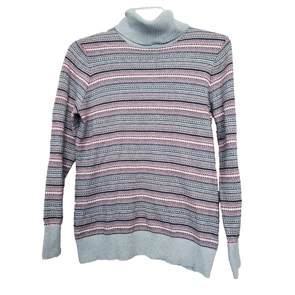 LL Bean Women's Cotton/Cashmere Fair Isle Turtleneck Sweater Size Large - Picture 1 of 6